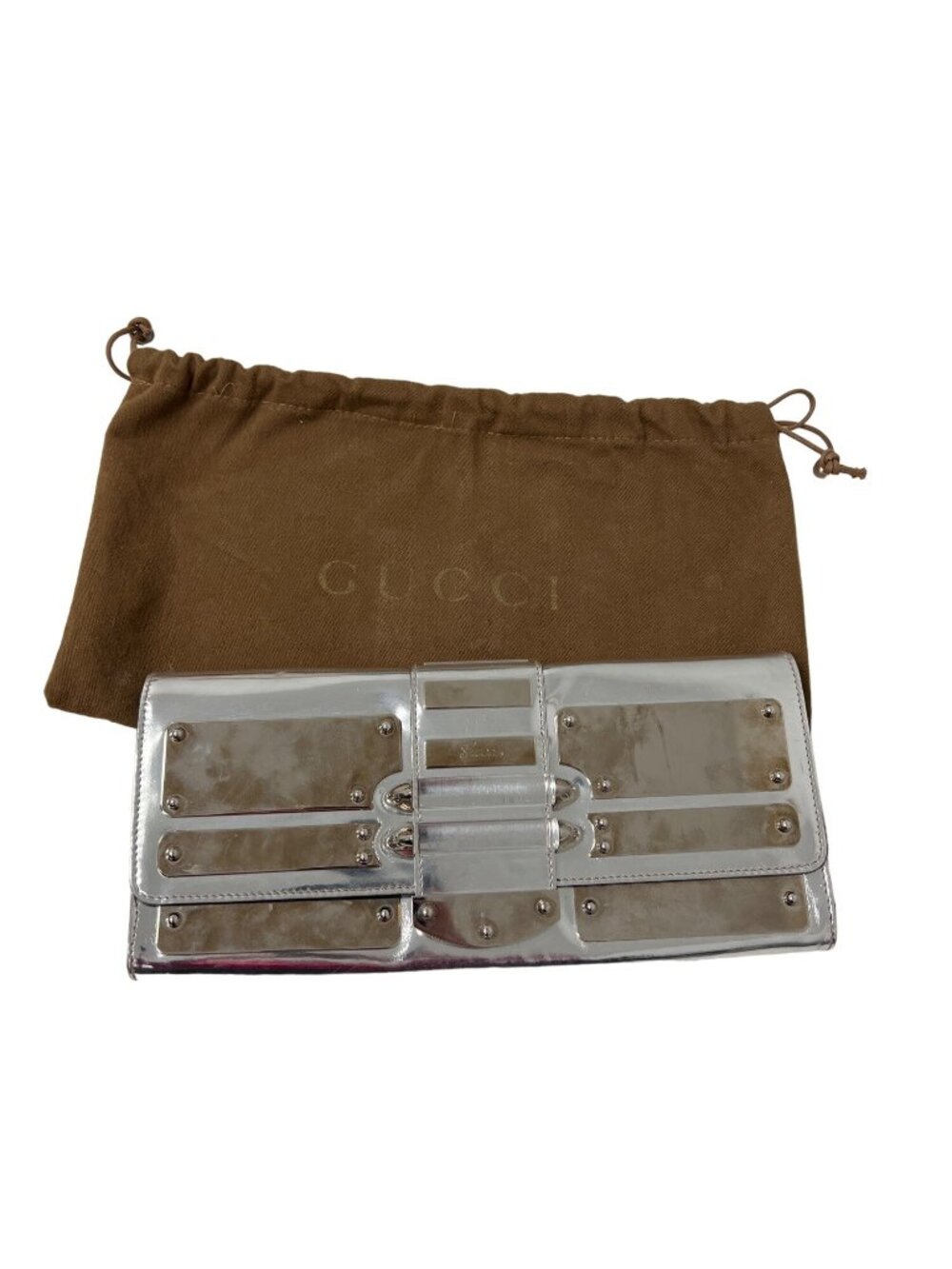Gucci Silver Mirror Patent Leather Clutch - Picture 6 of 9